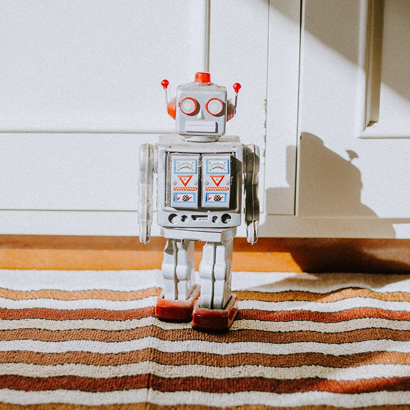Toy robot standing on the floor