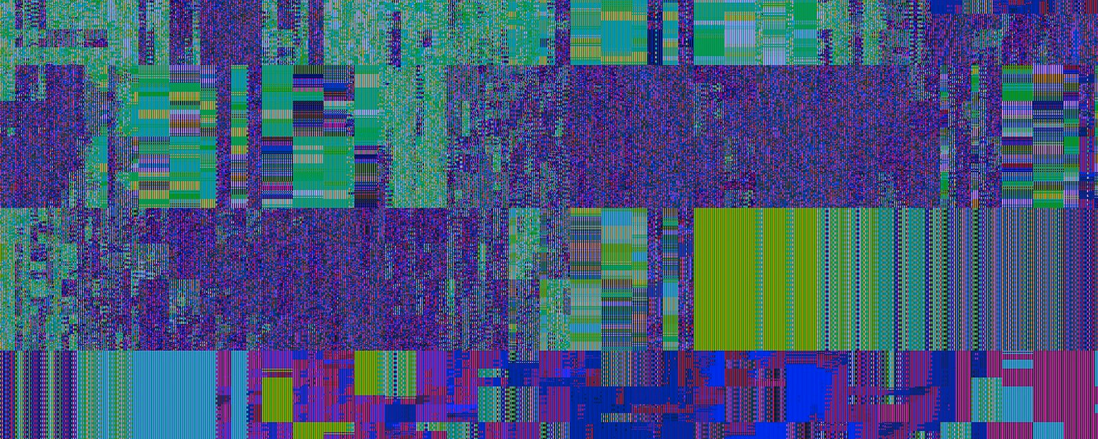 Purple, Blue background, Green - digital screen glitch