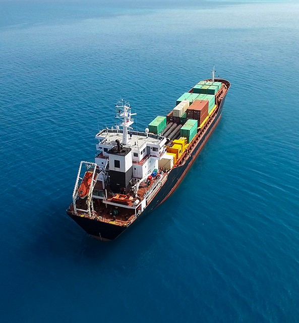 Shipping container at sea